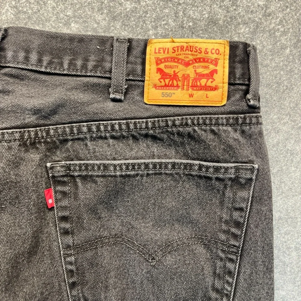 Levis‎ Jeans Men's 44x29 550 Relaxed Fit Straight Leg Black Denim Pants